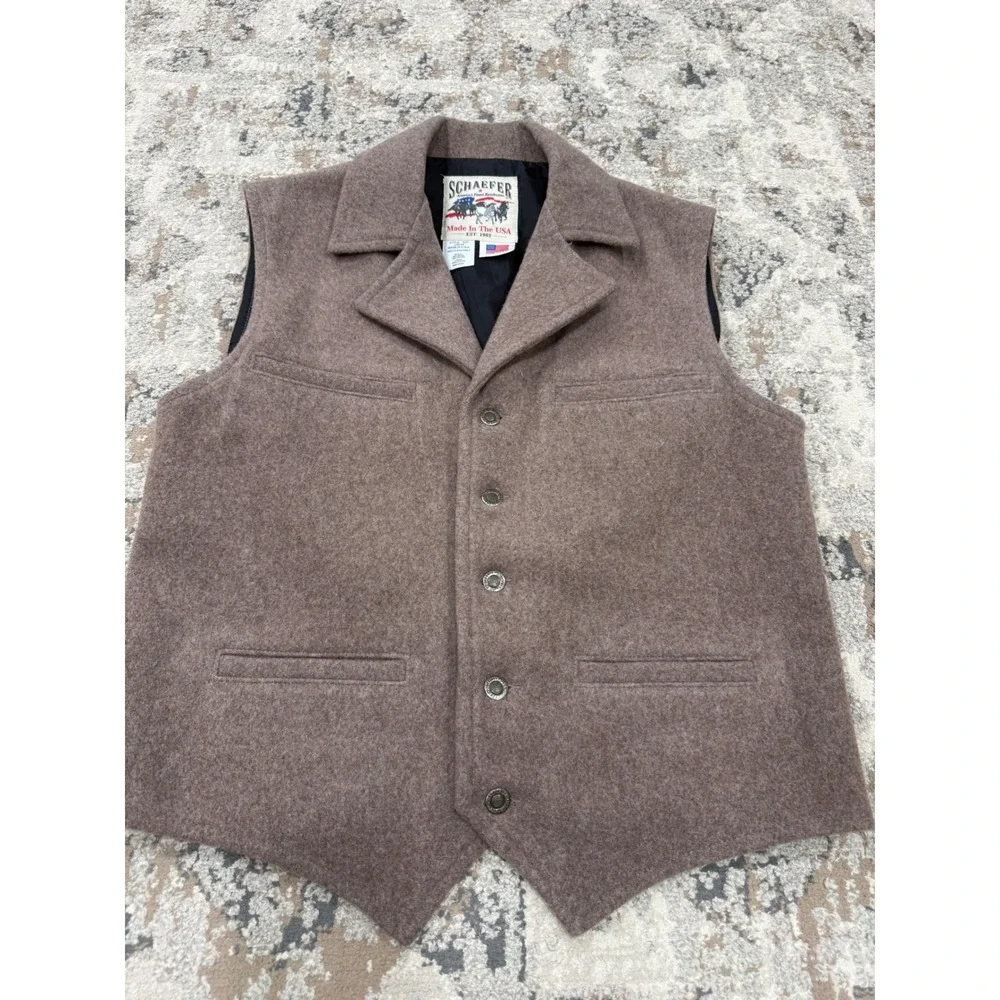 Schaefer Outfitter Mens Brown Wool Blend Ranch Vest Style 805 Made in USA Large